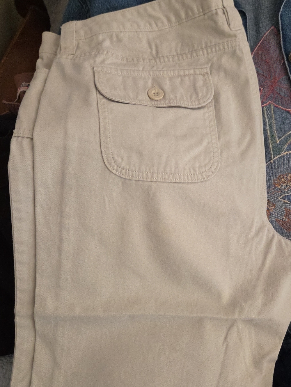 Faded Glory Women's Light Tan Chino Pants with Button-Flap Pocket